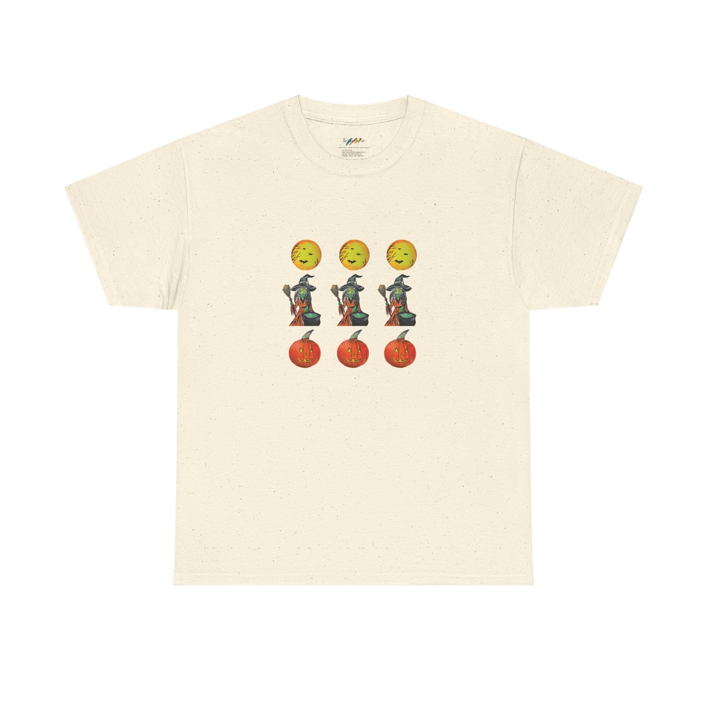 Halloween Tee - Moons, witches, and jacko'lanterns - Unisex Heavy Cotton