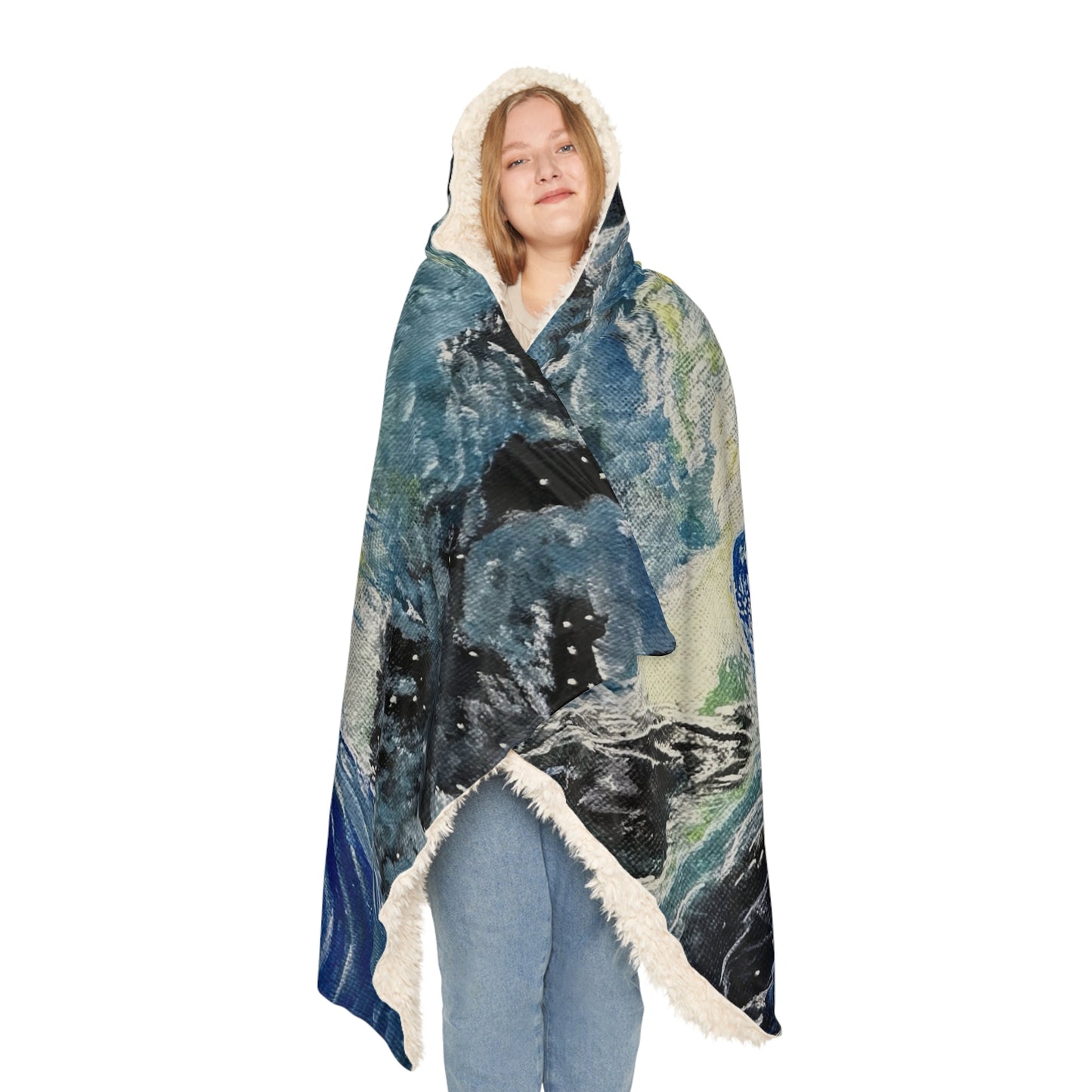 Aquarian Goddess Water Bear Hooded Blanket | Astrology Aquarius Cosmic Throw