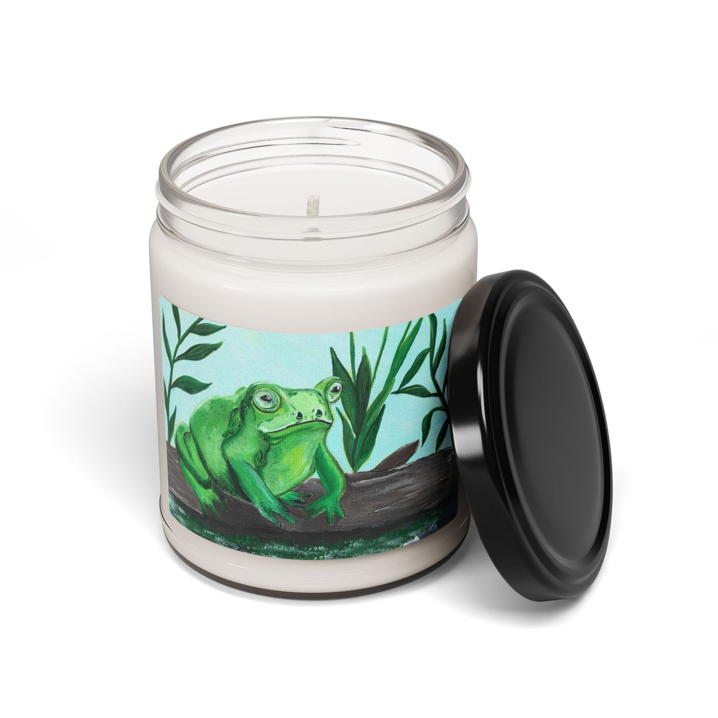 Green Tree Frog Illustration Candle | Scented Soy Candle 9oz - Original artwork by Jill Renee