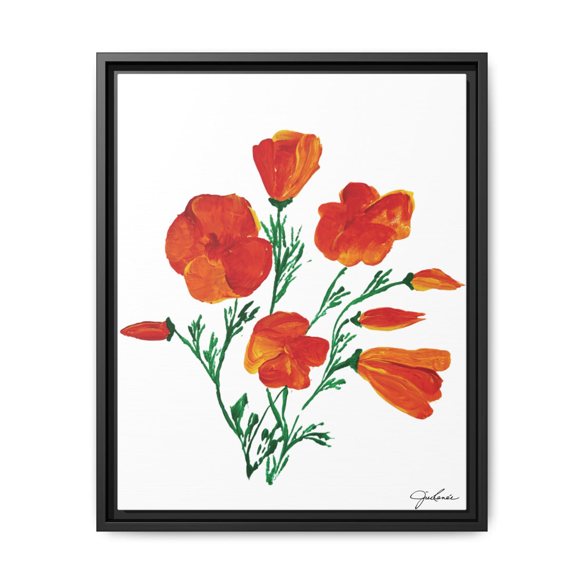 Framed Canvas Print, California Poppies - Print Wall Art - Home Decor, Matte Canvas, Multi-color Floral Artwork, Botanical Picture Gift