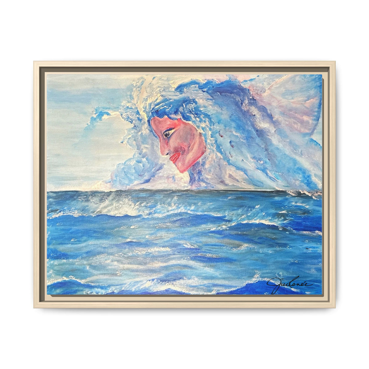 Iridessa - Ocean Spirit Framed Canvas Art — Ethereal Sea Goddess Painting