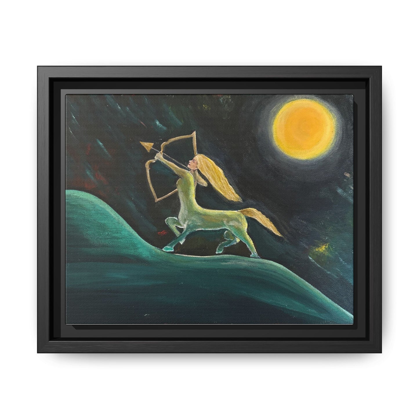 Sagittarius Celestial Centaur Framed Canvas Print — Matte Multi‑Color