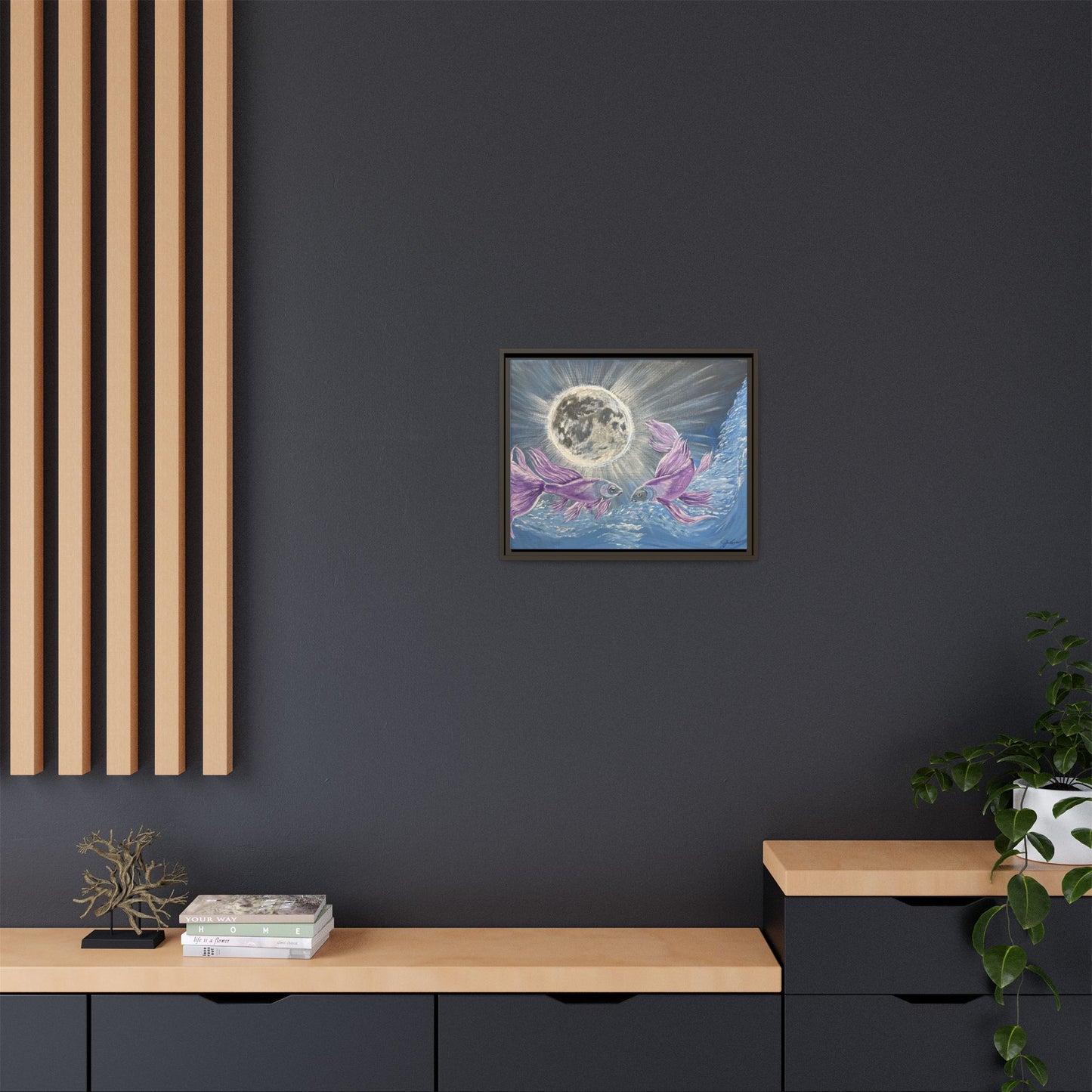 'Moonlit Pisces' Framed Canvas Print