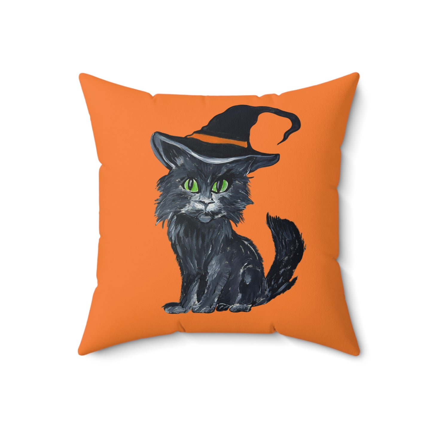 Square Pillow - Witchy Halloween Kitten Pillow