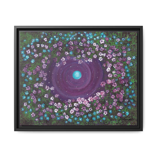 One World Floral Galaxy Painting Matte Canvas, Framed Wall Art | Earth Flower Garden