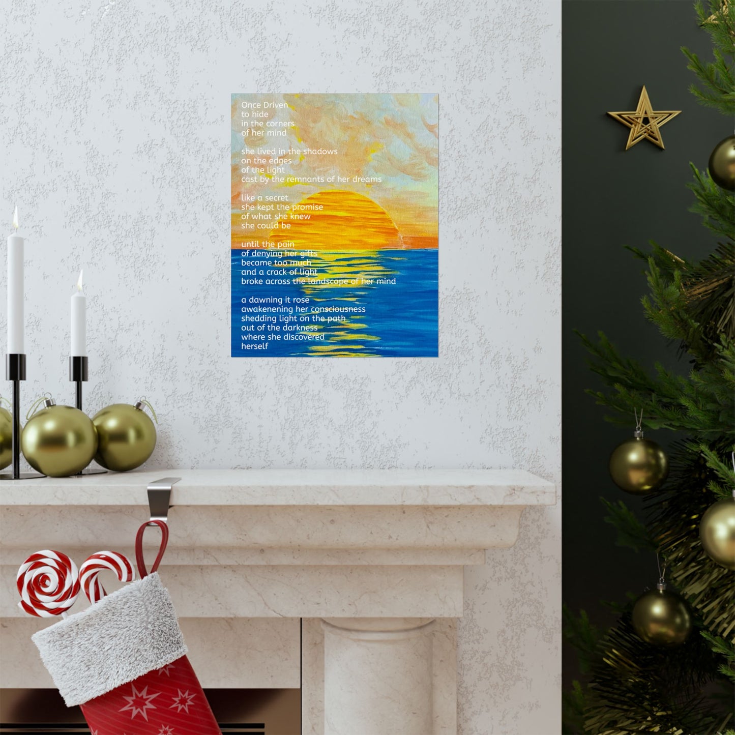 Inspirational Discover Herself Poster - Matte Inspirational Poster - 3 sizes Original Art and Poetry