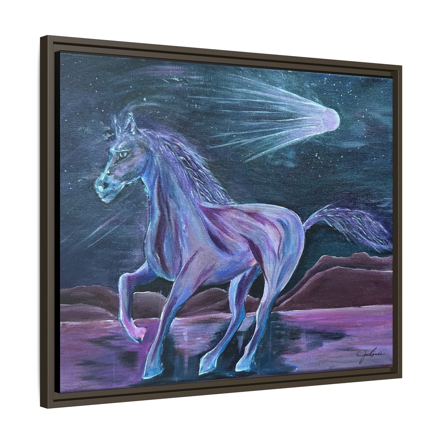 Canvas Print, Purple Horse and Comet, I Want To See You Glow, Framed Wall Art, Ethereal Art, Acrylic Art, Matte Canvas Print, Multi-color,