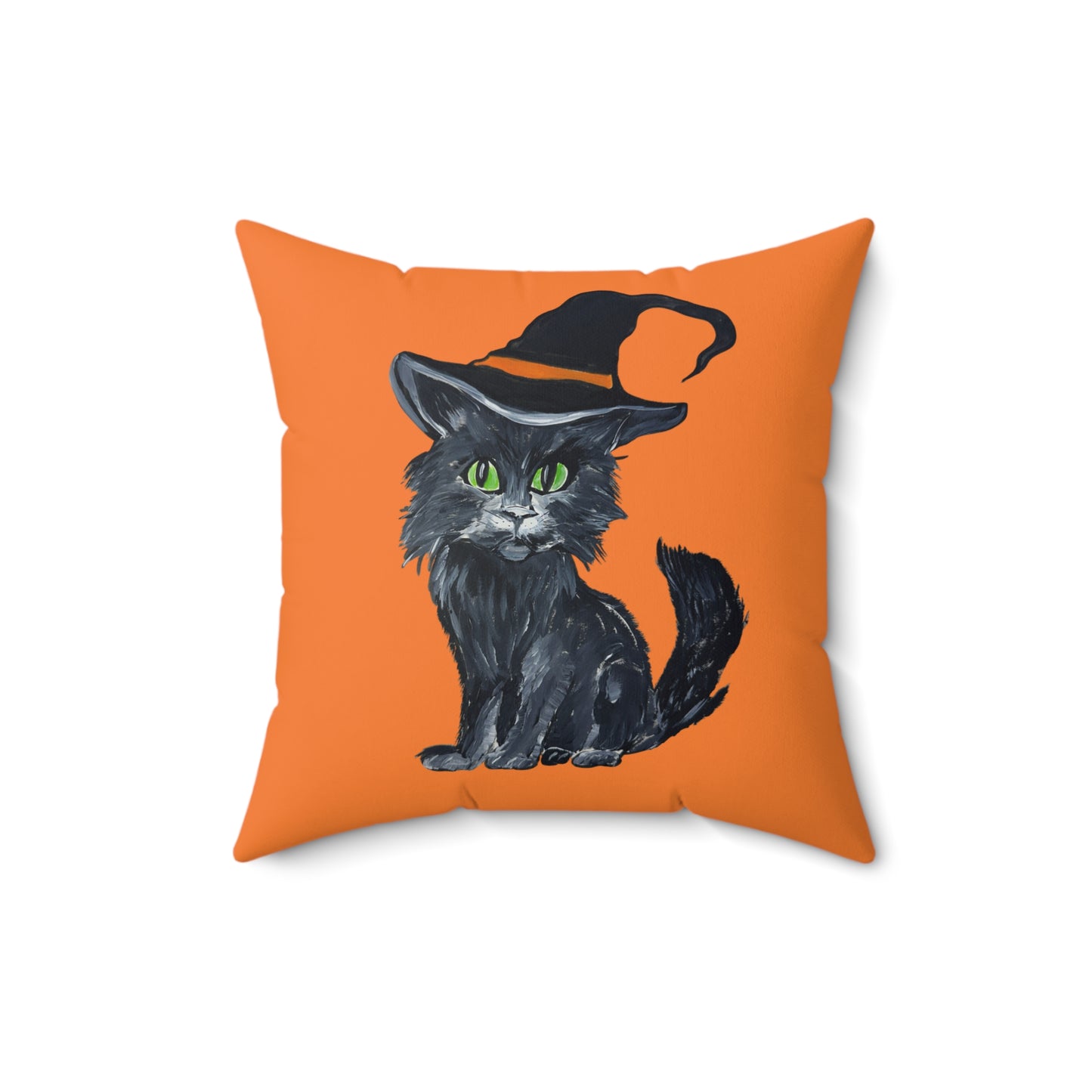 Square Pillow - Witchy Halloween Kitten Pillow