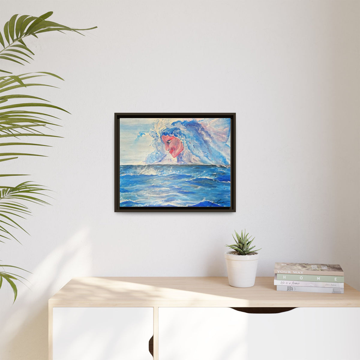 Iridessa - Ocean Spirit Framed Canvas Art — Ethereal Sea Goddess Painting
