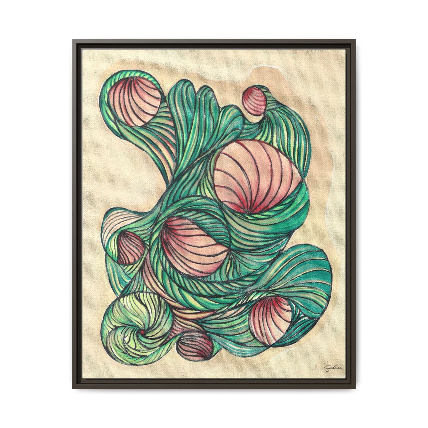 Abstract Organic Swirls Matte Canvas Framed | Botanical Line Art Wall Decor