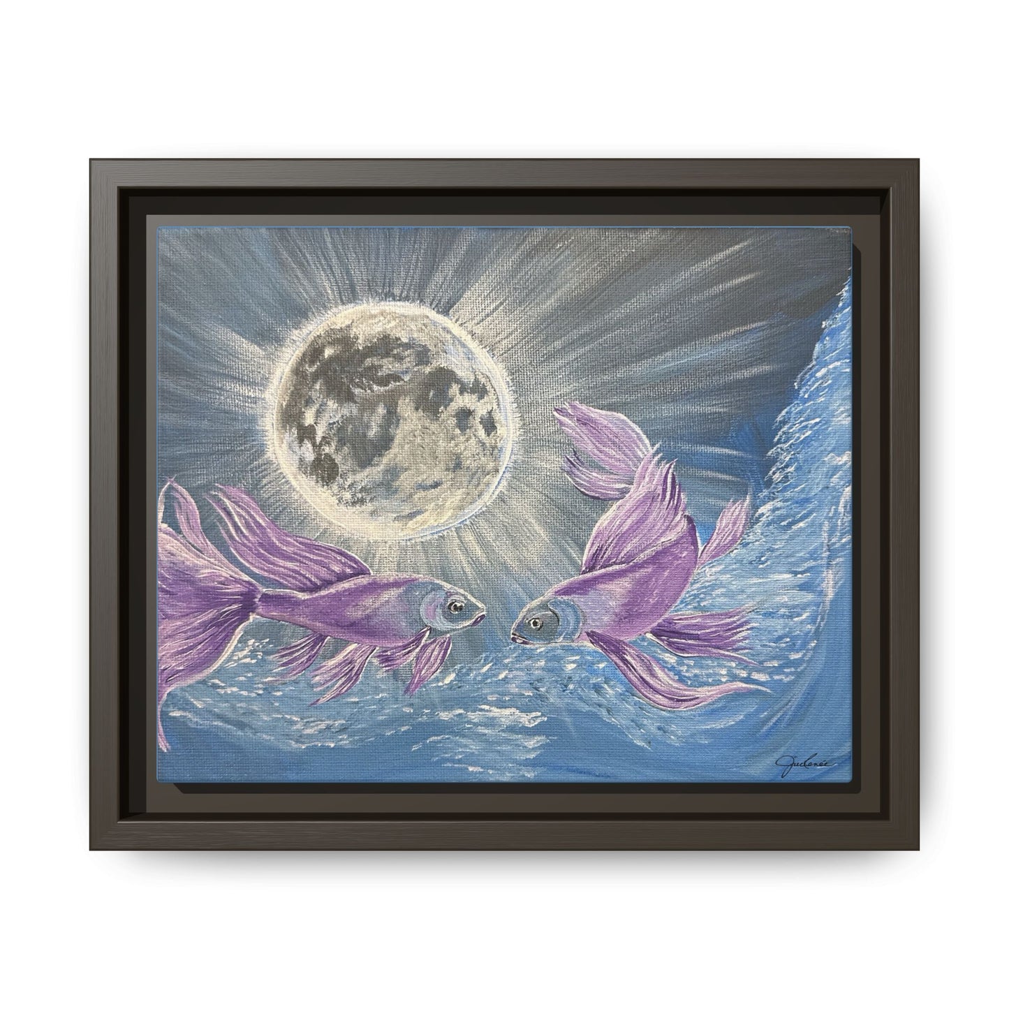 'Moonlit Pisces' Framed Canvas Print