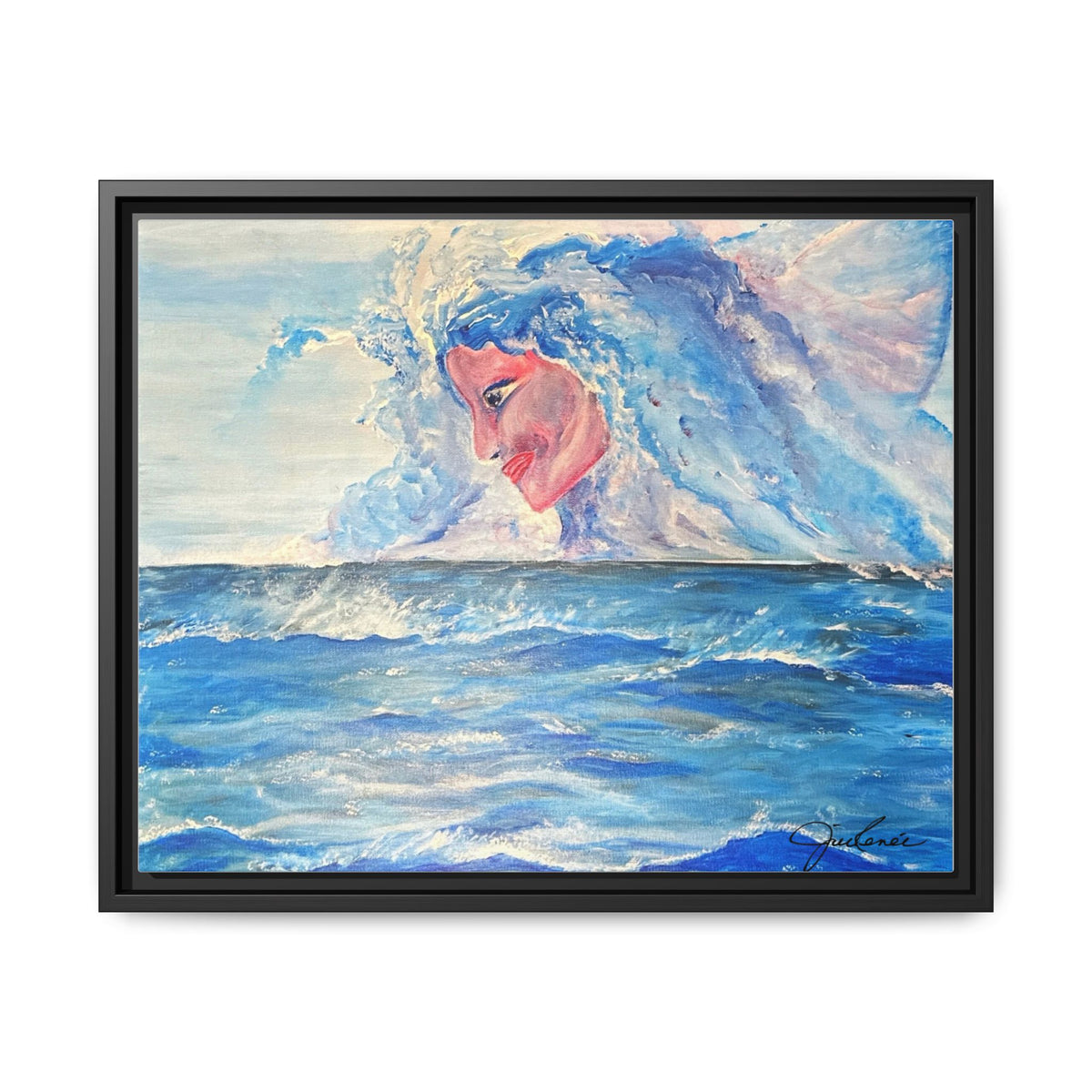Iridessa - Ocean Spirit Framed Canvas Art — Ethereal Sea Goddess Painting