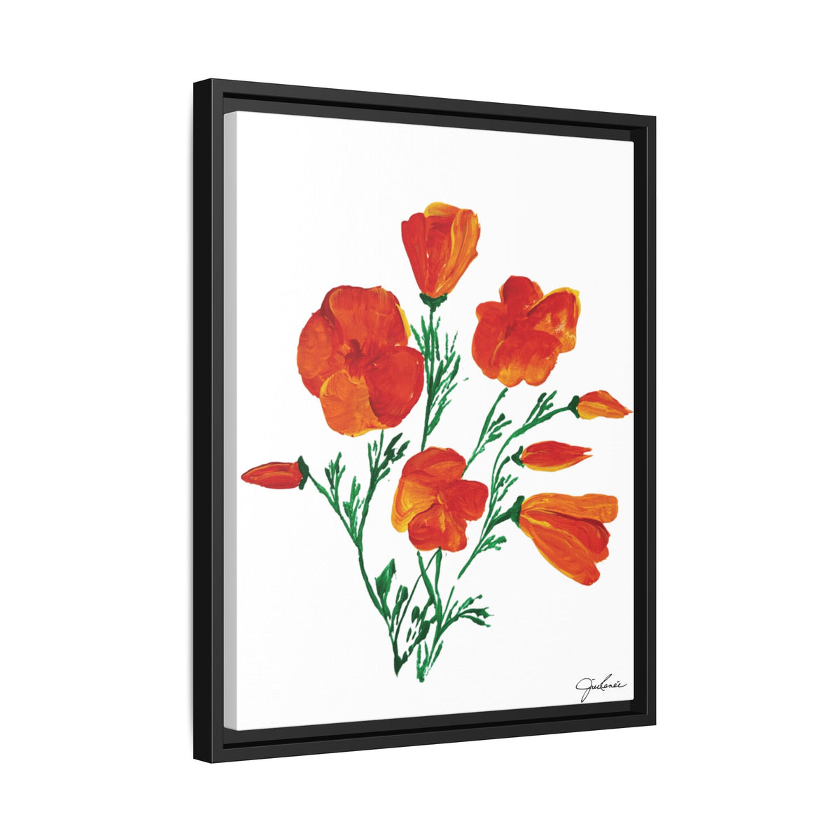 Framed Canvas Print, California Poppies - Print Wall Art - Home Decor, Matte Canvas, Multi-color Floral Artwork, Botanical Picture Gift