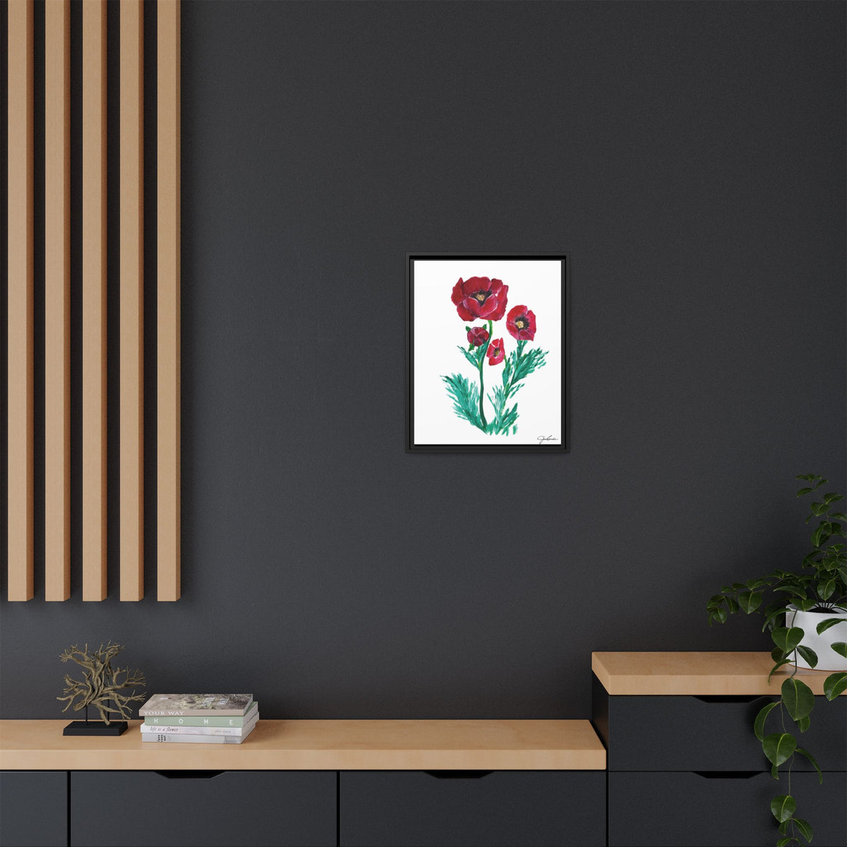 Canvas Print, Poppies - Framed Wall Art, Matte Canvas Decor, Multi-color Poppies Artwork, Floral Home Decor, Botanical Wall Hanging, Gift