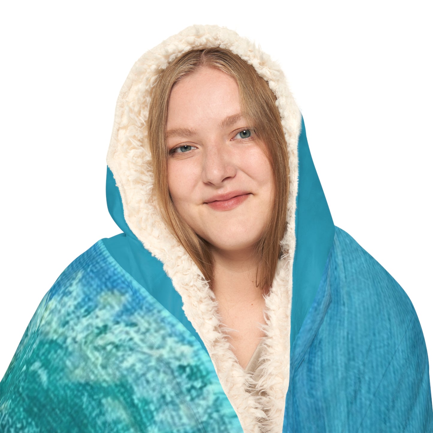 Ocean Wave Painting Snuggle Blanket | Hooded Beach Throw, Turquoise Wave Art