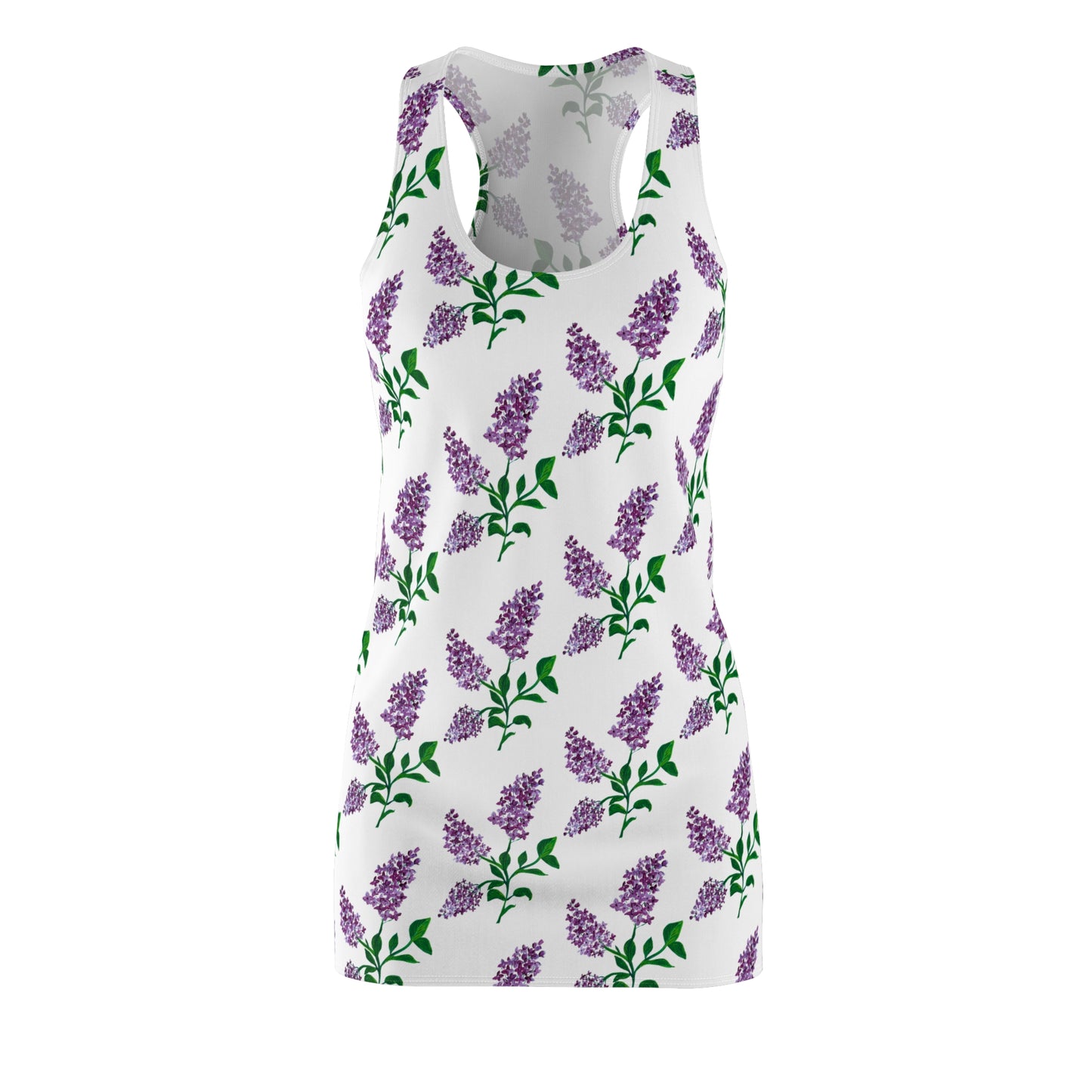 Purple Lilac Floral Pattern Racerback Dress | All-Over Print