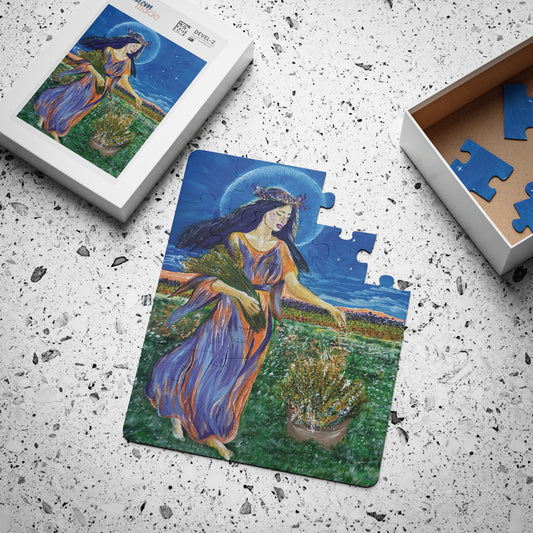 Kids Puzzle, Virgo Goddess Harvesting Abundance 30-Piece Jigsaw, Zodiac Gift for Children, Astrology Toy, Educational Activity, Birthday