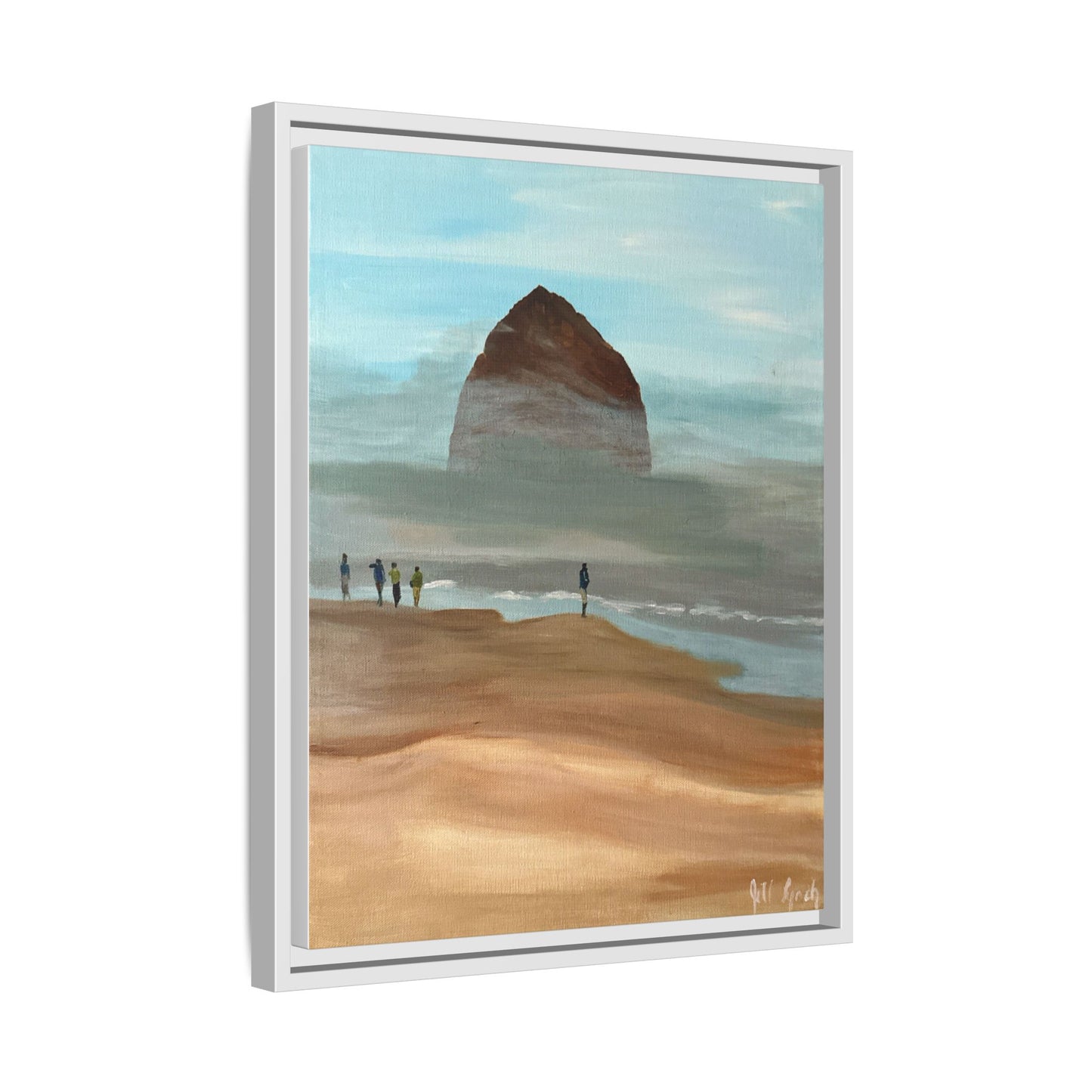 Fog Burning Off Haystack RockCanvas Print, Coastal Seascape Artwork, Pacific Northwest Wall Decor,, Haystack Rock Fog Art