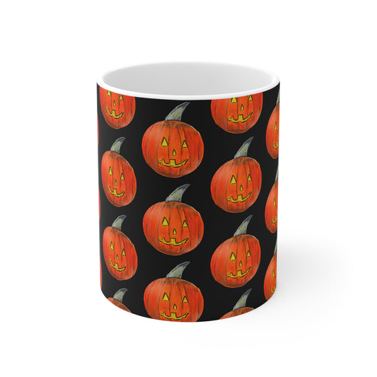 Halloween Mug, Spooky Drink Cup, Fall Day Hot Beverage, Glossy Jack-o'lantern Kitchen Decor, Halloween Holiday Gift