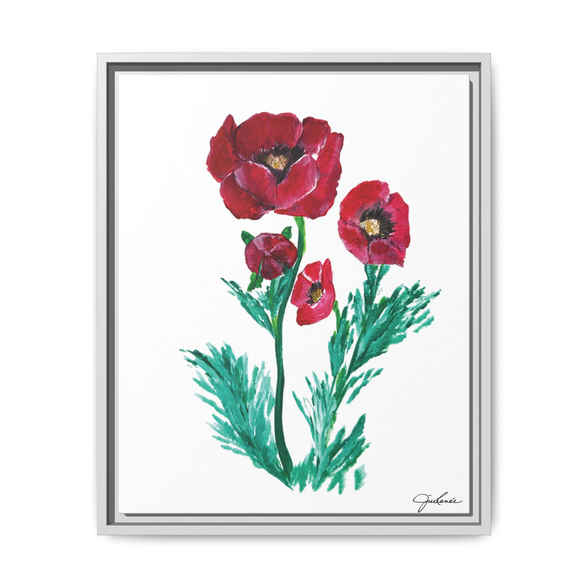 Canvas Print, Poppies - Framed Wall Art, Matte Canvas Decor, Multi-color Poppies Artwork, Floral Home Decor, Botanical Wall Hanging, Gift