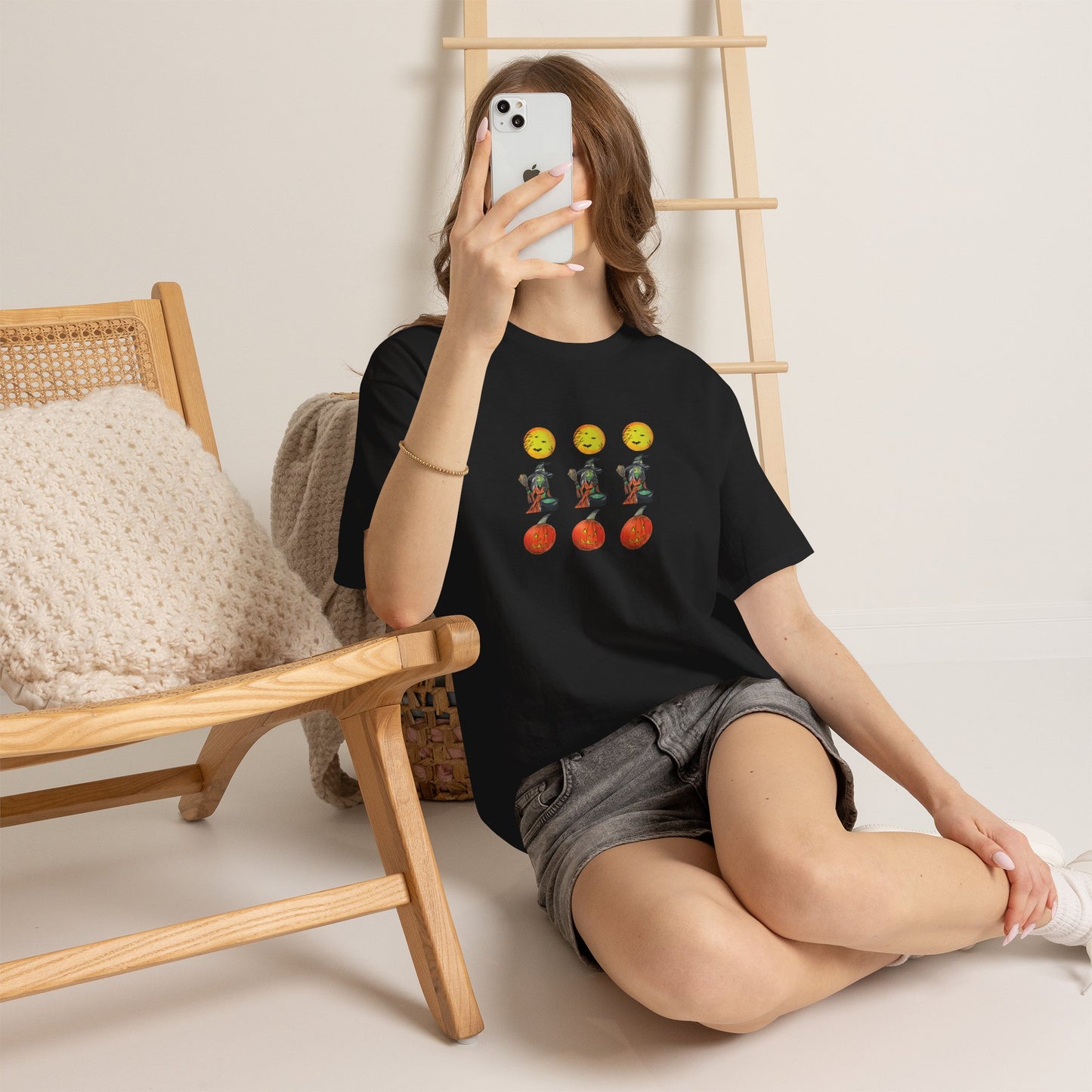 Halloween Tee - Moons, witches, and jacko'lanterns - Unisex Heavy Cotton
