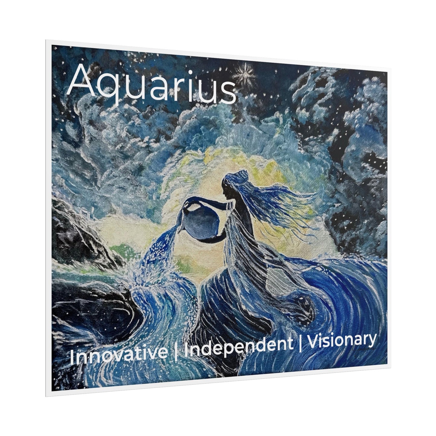 Celestial Aquarius Poster, Zodiac Wall Art, Astrology Room Decor, Horoscope Print, Celestial Home Decor, Astrological Sign Poster