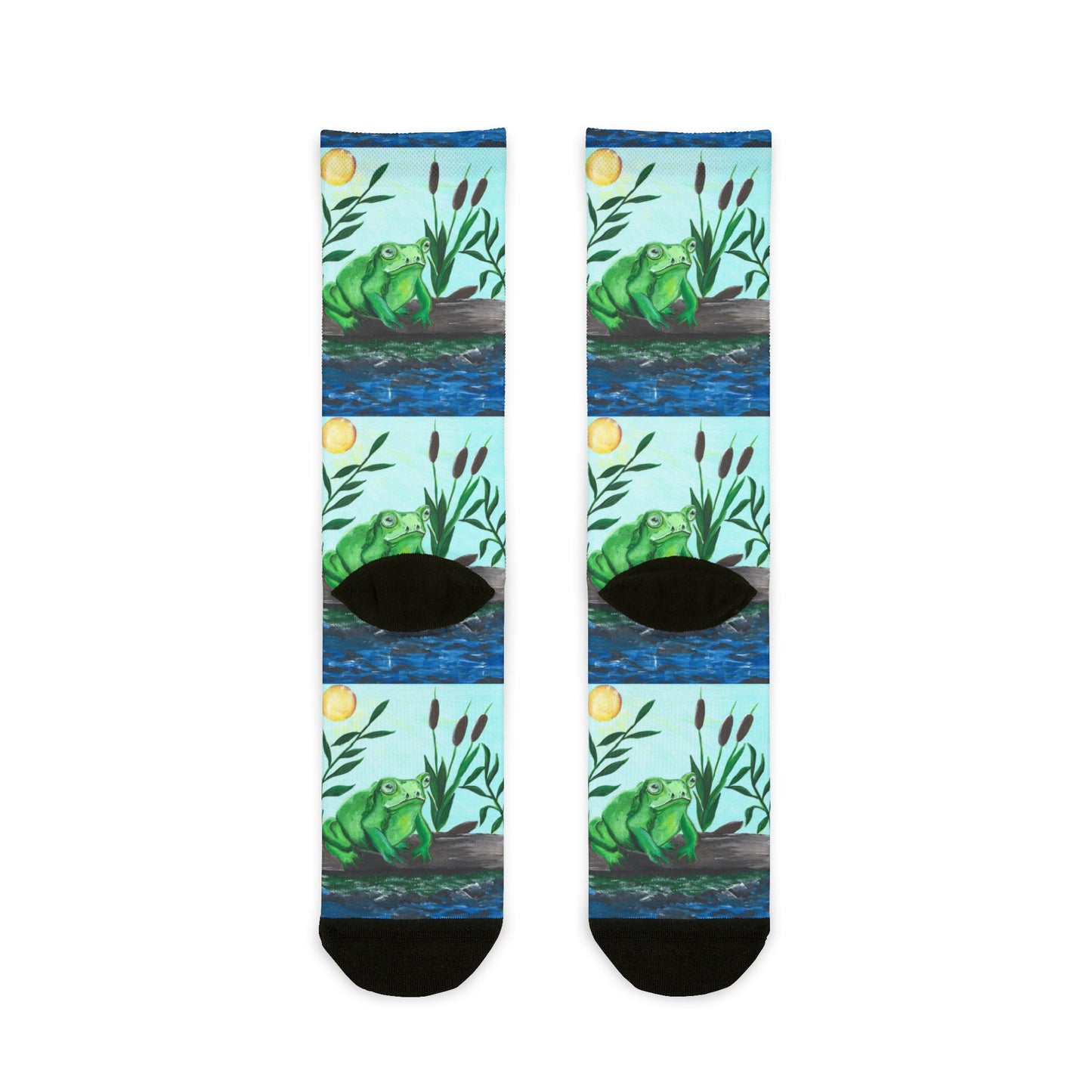 Frog Crew Socks, Fun Sublimation Footwear, Colorful Gift for Frog Lovers, Nature Inspired Apparel, Unique Animal Print Accessories