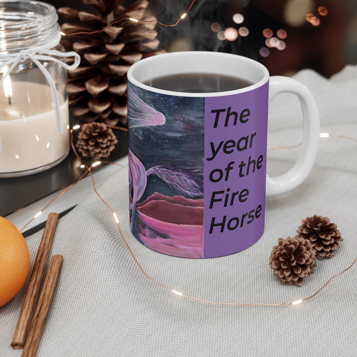 2026 Year of the Fire Horse Mug | Cosmic Colorful Horse Artwork 11oz