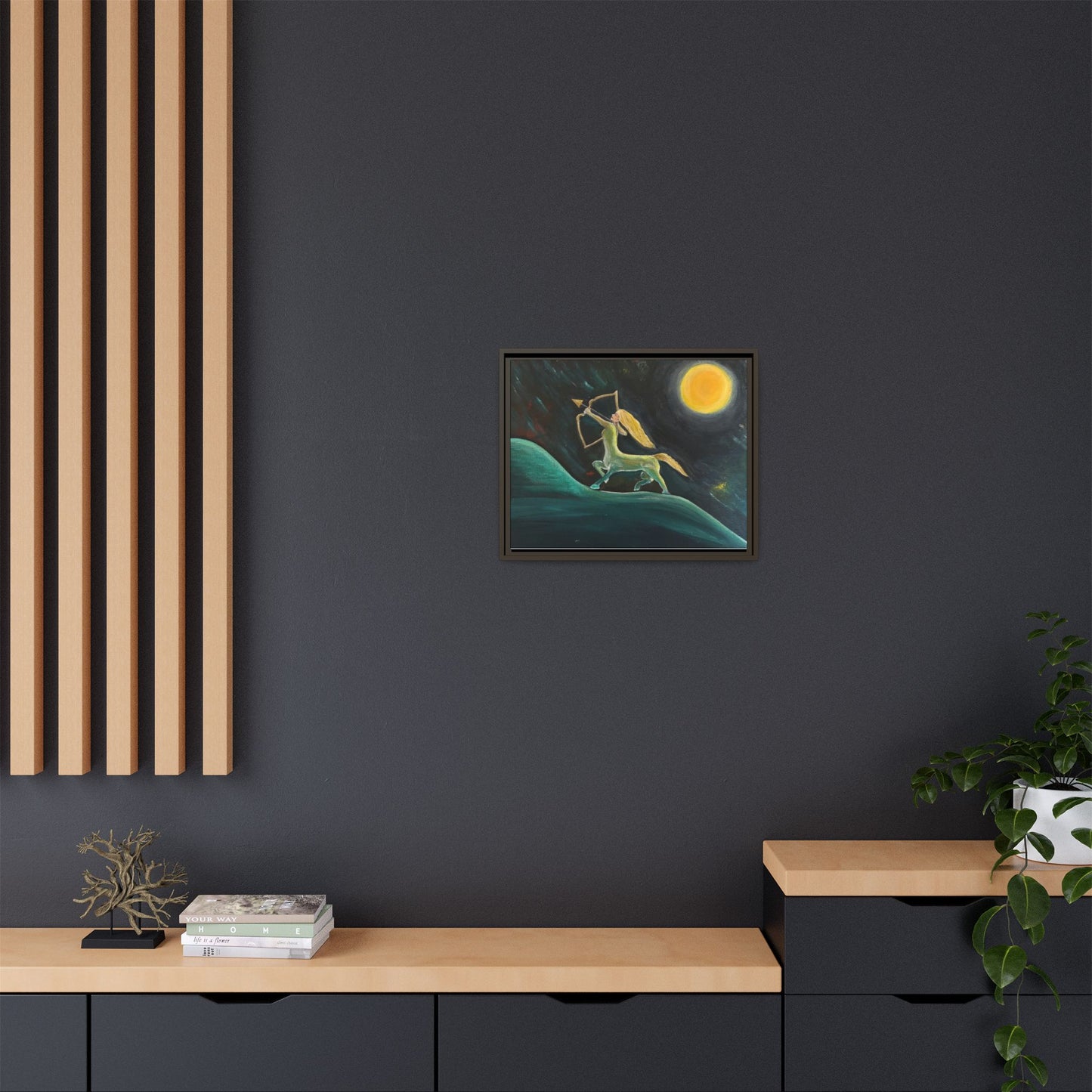 Sagittarius Celestial Centaur Framed Canvas Print — Matte Multi‑Color