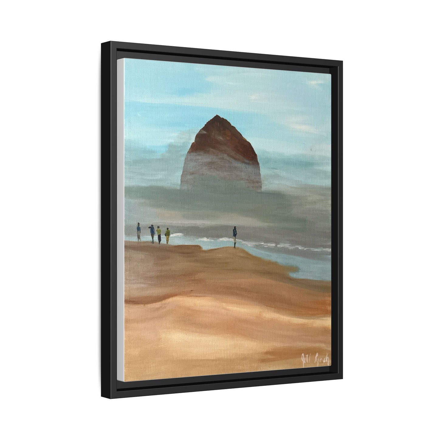 Fog Burning Off Haystack RockCanvas Print, Coastal Seascape Artwork, Pacific Northwest Wall Decor,, Haystack Rock Fog Art