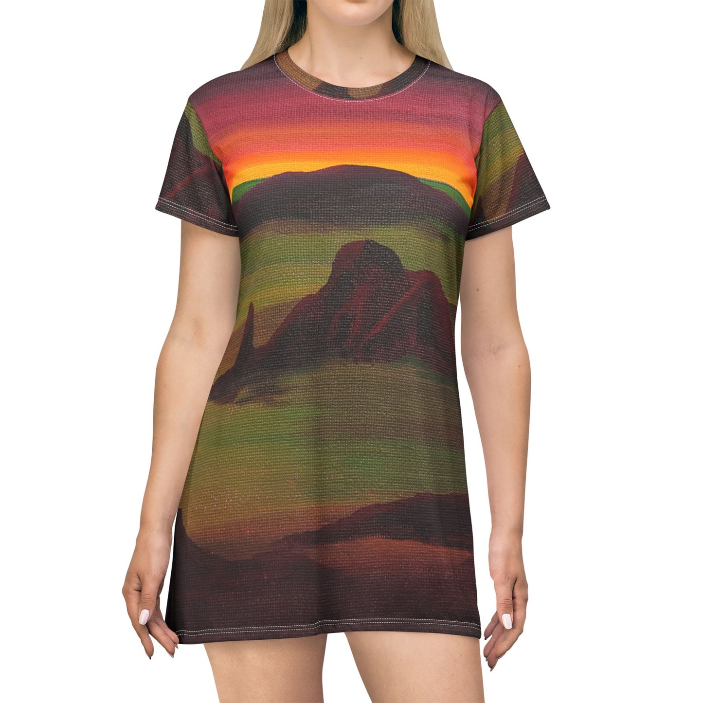 Desert Sunrise T-Shirt Dress | Sunrise Desert Print, Original Art by Jill Renee