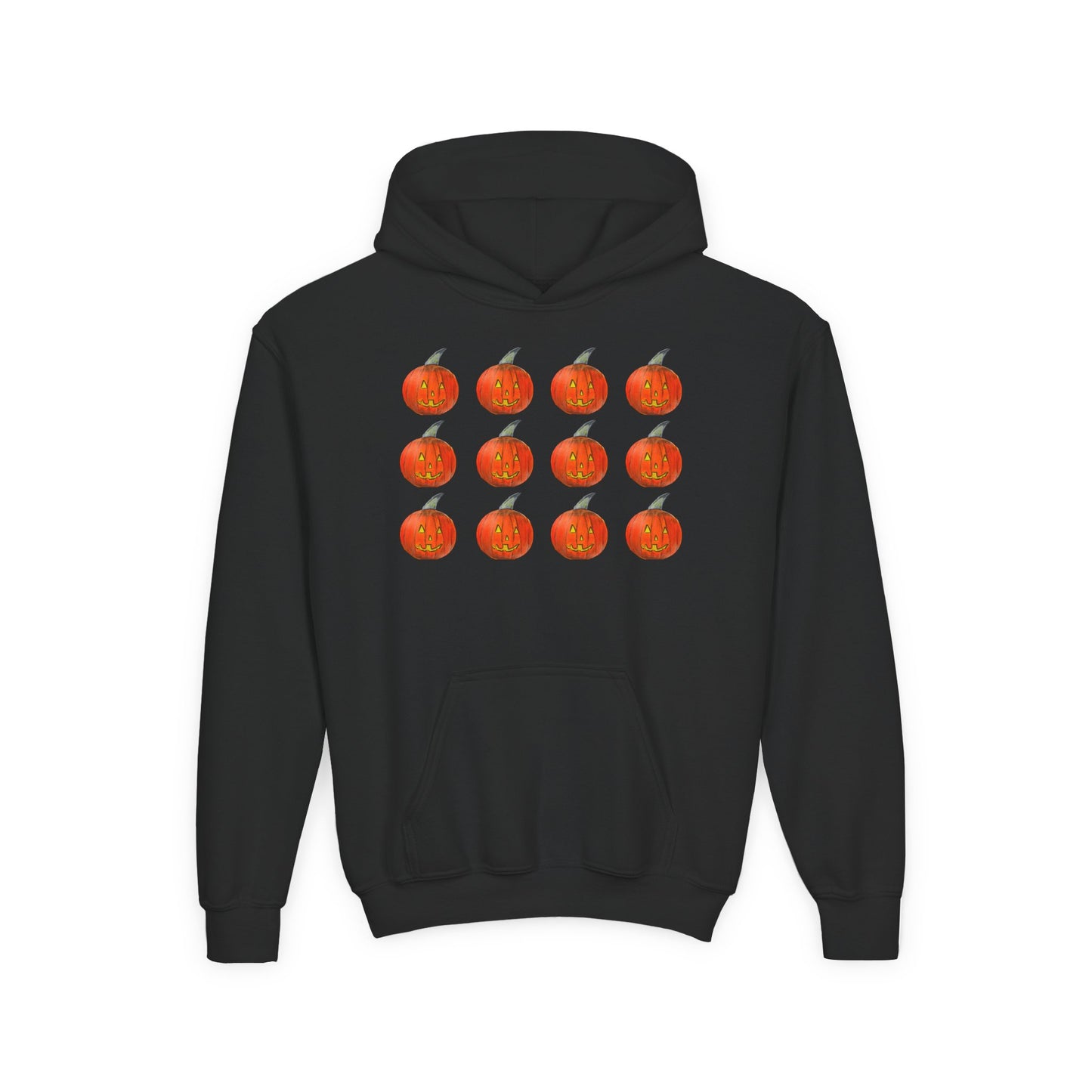 Pumpkin Pattern Hoodie | Kids Halloween Pumpkin Grid Sweatshirt