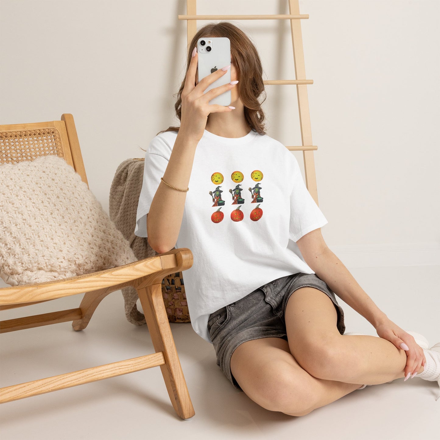 Halloween Tee - Moons, witches, and jacko'lanterns - Unisex Heavy Cotton