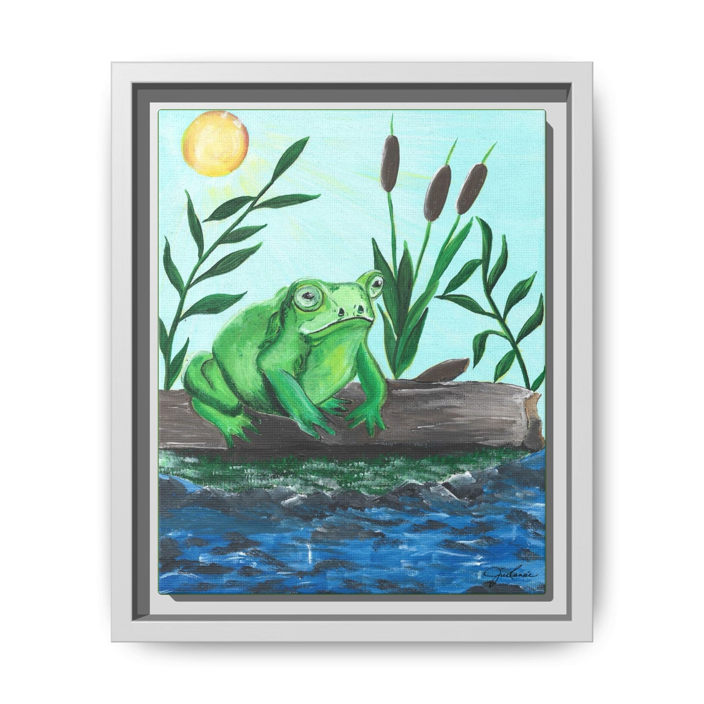 Canvas Print - Froggy! Waiting on Log