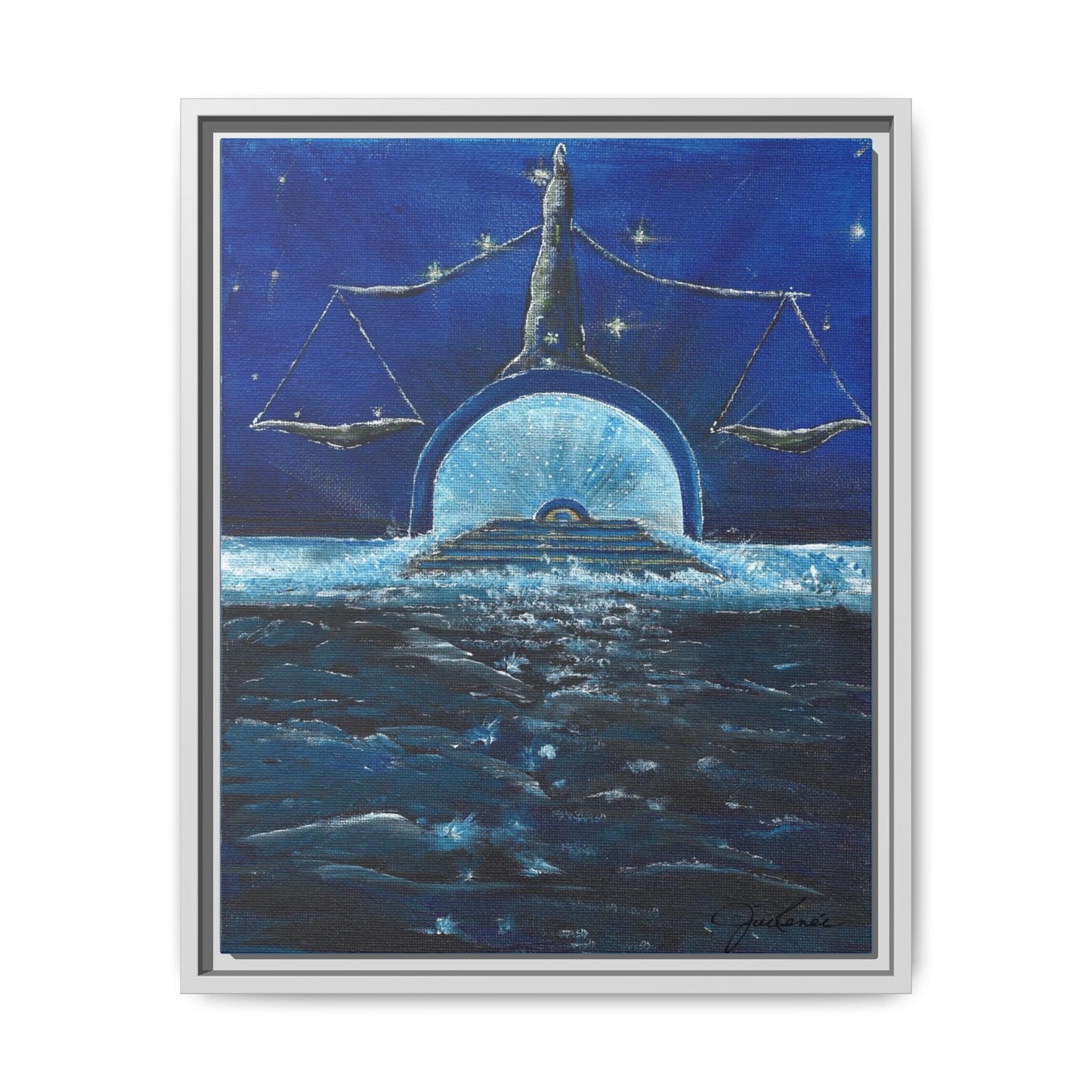 Libra Constellation and Scales Zodiac, Framed Canvas Print  Wall Art, Horoscope Astrology Decor, Gift for Libra, Constellation Art