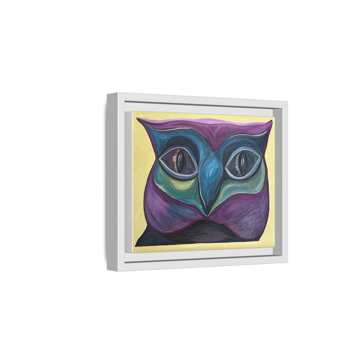 Abstract Colorful Owl Painting Matte Canvas, Framed | Modern Wall Art