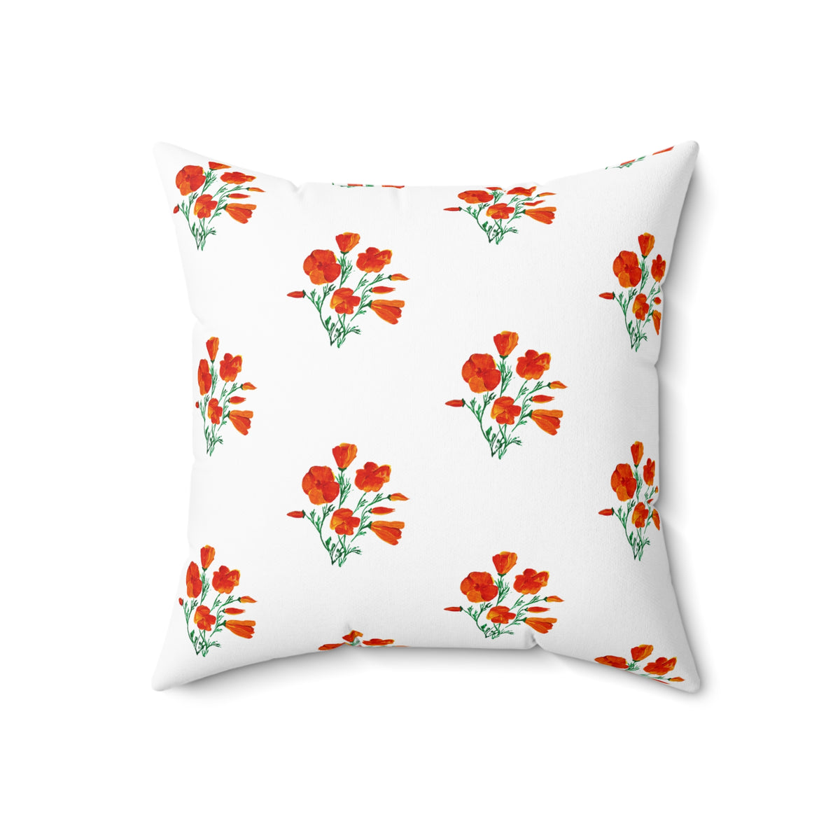 Elegant painted California Poppies, Floral Decor Pillow, Vintage Flower Cushion, Botanical Accent Pillow, Spring Decor, Flower Lover Gift