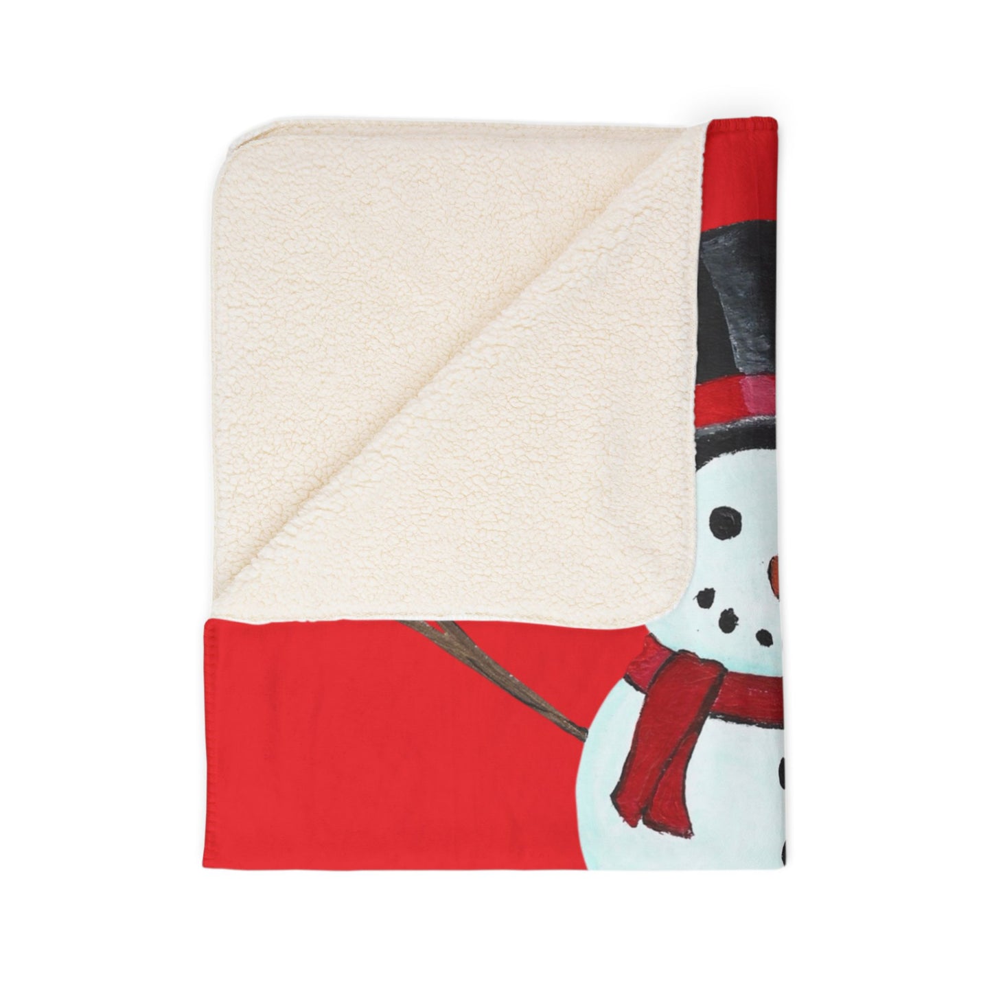 Cozy Snowman Fleece Sherpa Blanket, Winter Decor, Holiday Gift, Soft Throw for Cold Nights, Christmas Snuggly Blanket