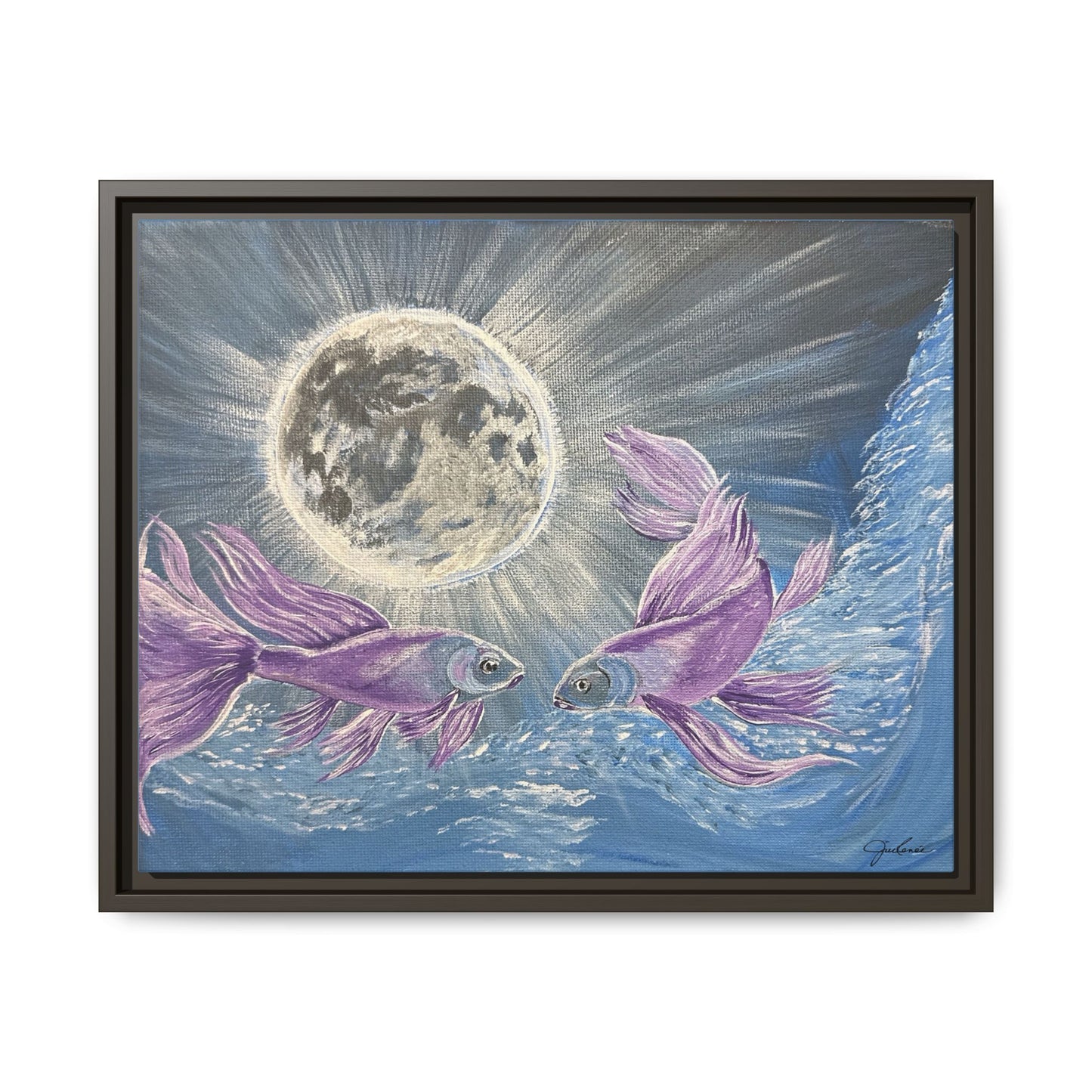 'Moonlit Pisces' Framed Canvas Print