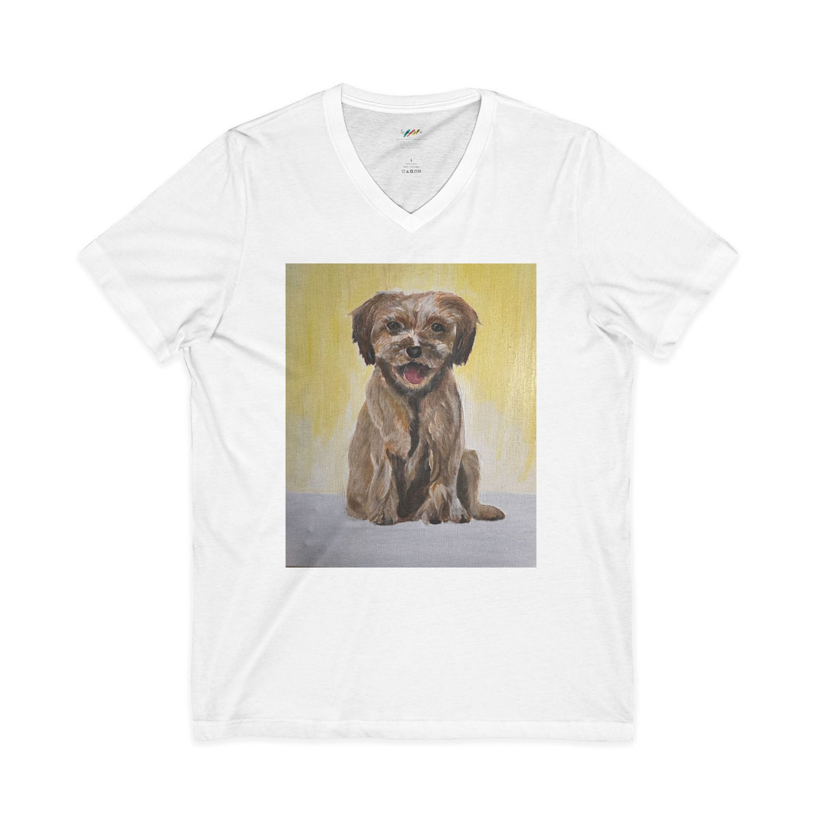 Smiling Puppy Portrait Tee | Cute Dog Artwork V-Neck Shirt