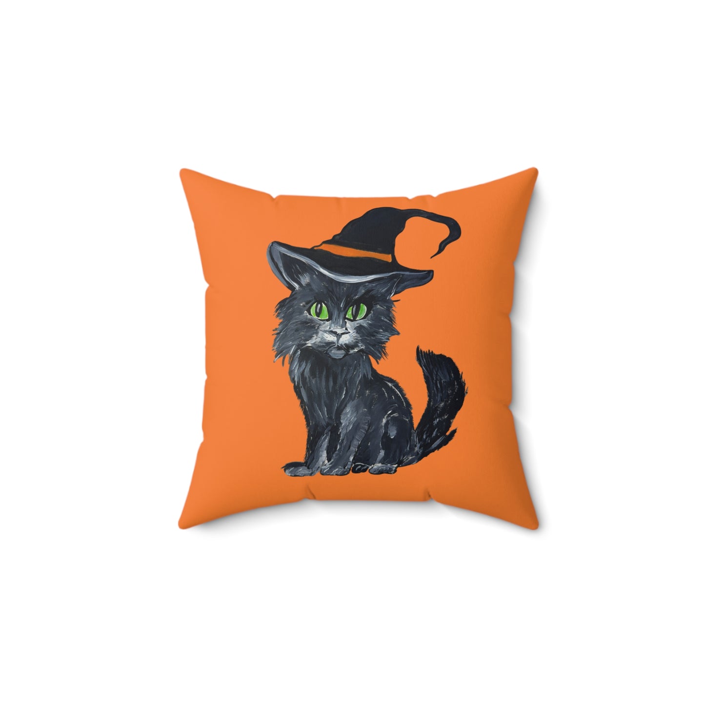 Square Pillow - Witchy Halloween Kitten Pillow