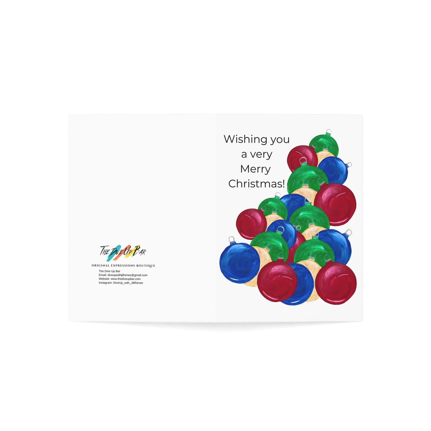 Greeting Cards, Festive Holiday Ornaments Design, Ideal for Christmas Wishes, Invitations, Seasonal Greetings, Pack of 10 Cards