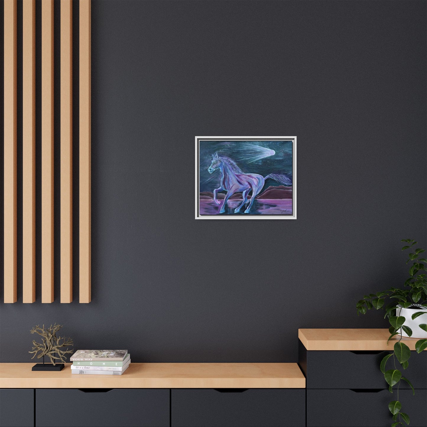 Canvas Print, Purple Horse and Comet, I Want To See You Glow, Framed Wall Art, Ethereal Art, Acrylic Art, Matte Canvas Print, Multi-color,