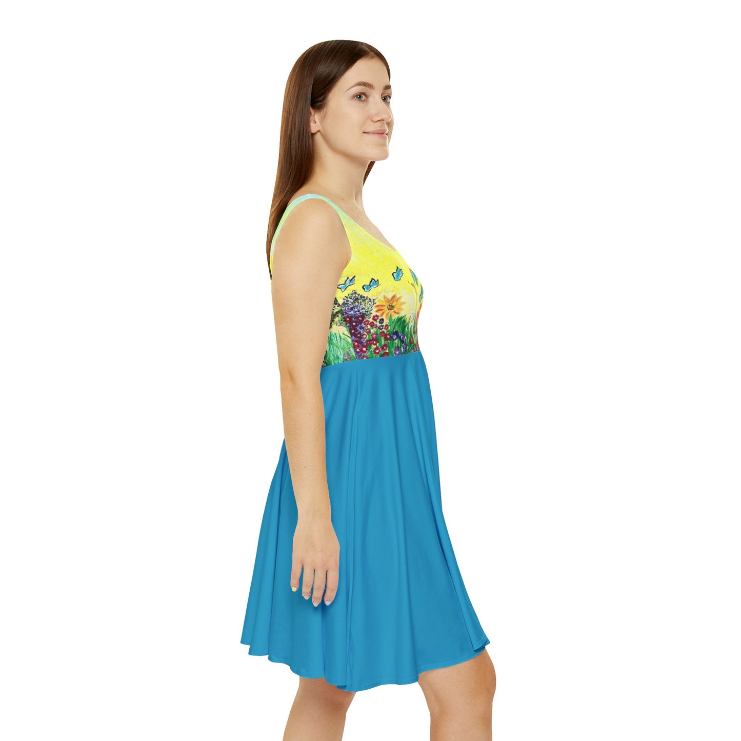Sunny Day Wildflower Meadow Skater Dress | Floral Butterfly Print