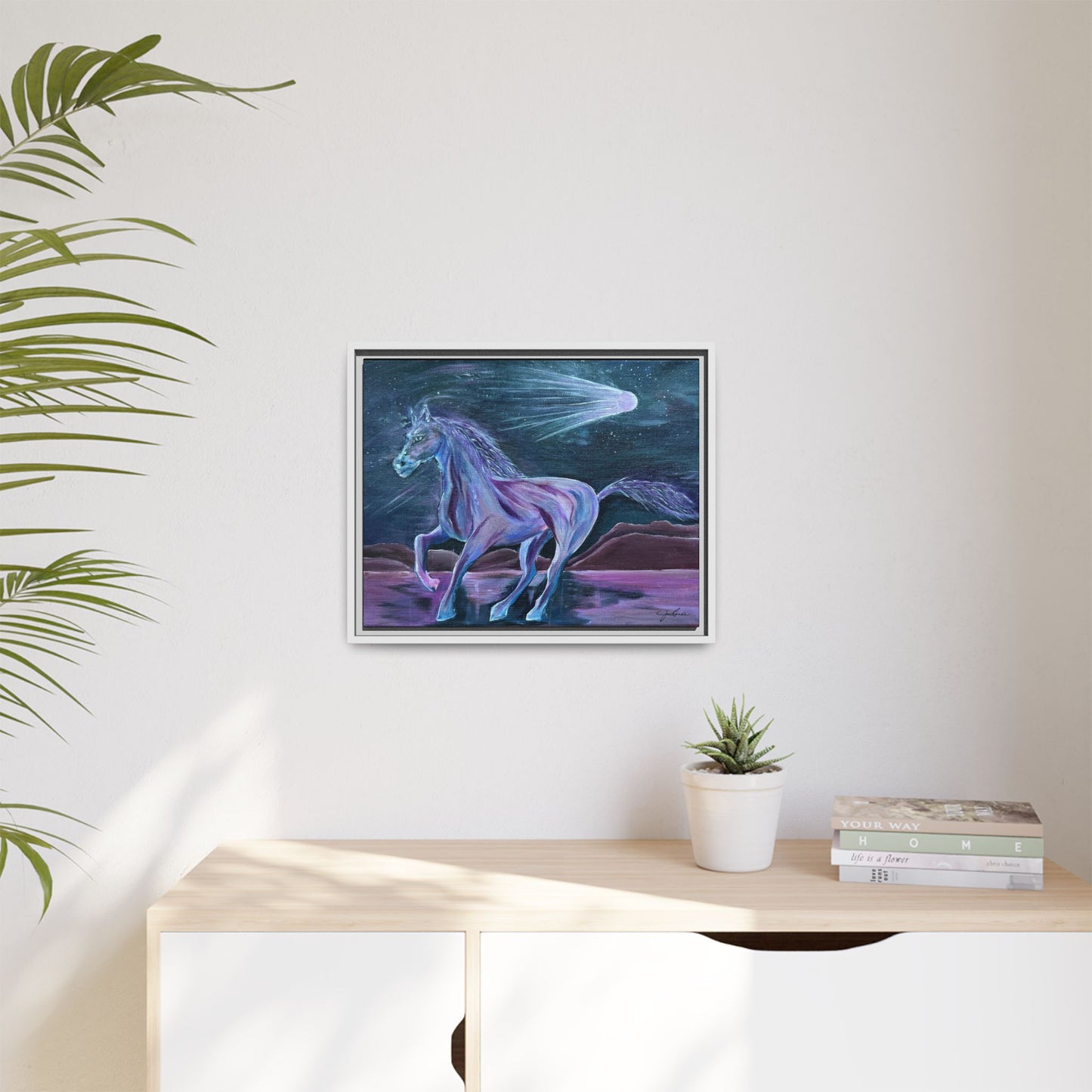 Canvas Print, Purple Horse and Comet, I Want To See You Glow, Framed Wall Art, Ethereal Art, Acrylic Art, Matte Canvas Print, Multi-color,