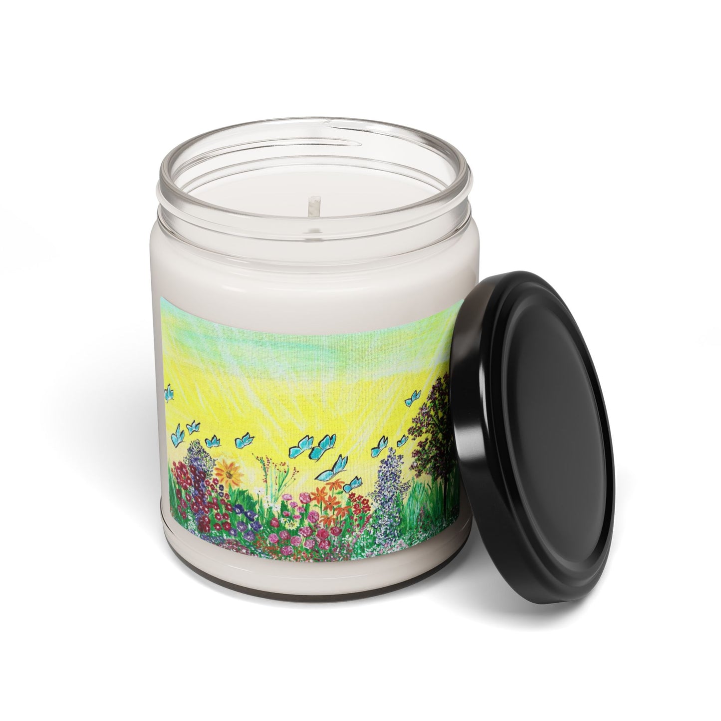 Butterfly Meadow Soy Candle 9oz | Floral Garden Illustration - Original artwork by Jill Renee