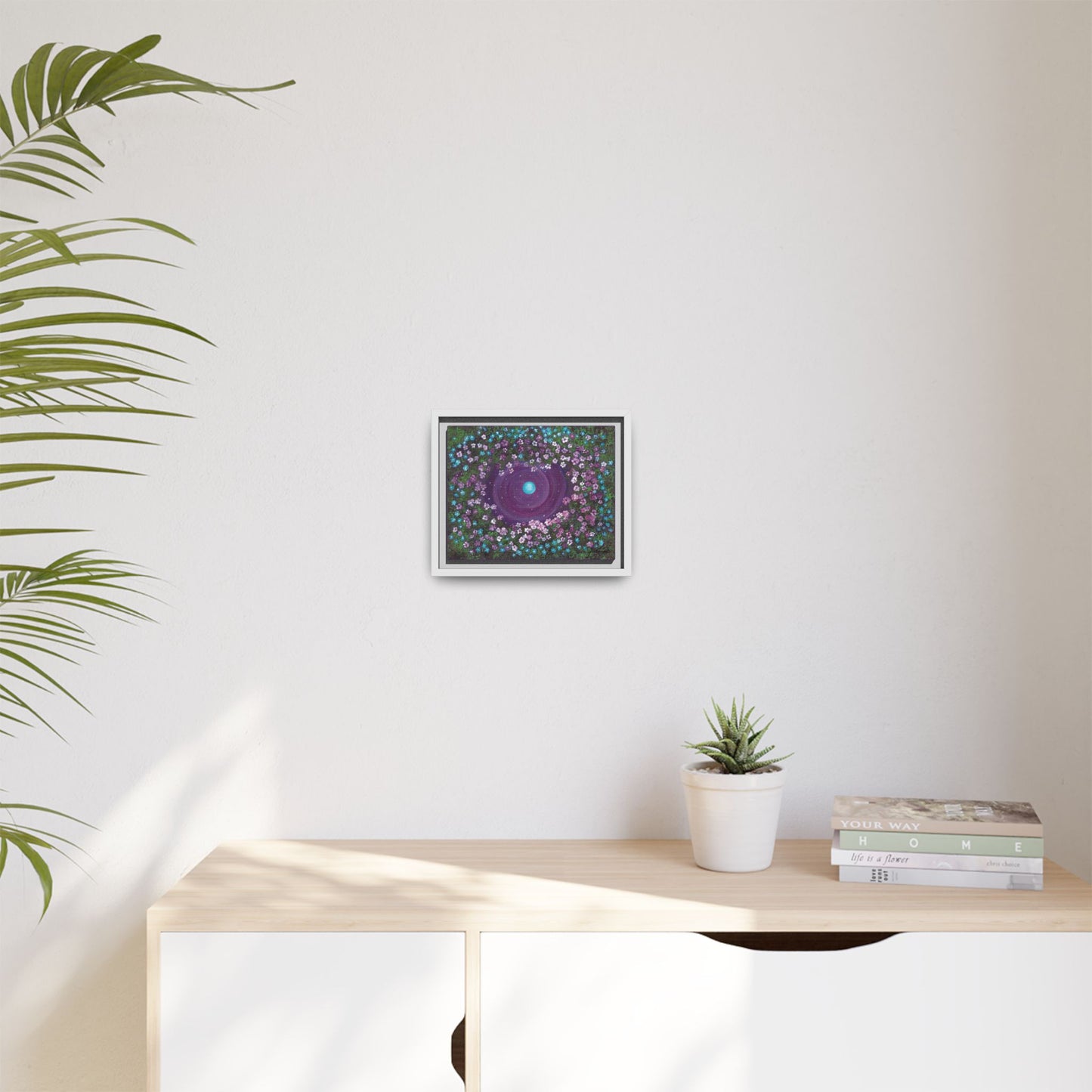 One World Floral Galaxy Painting Matte Canvas, Framed Wall Art | Earth Flower Garden