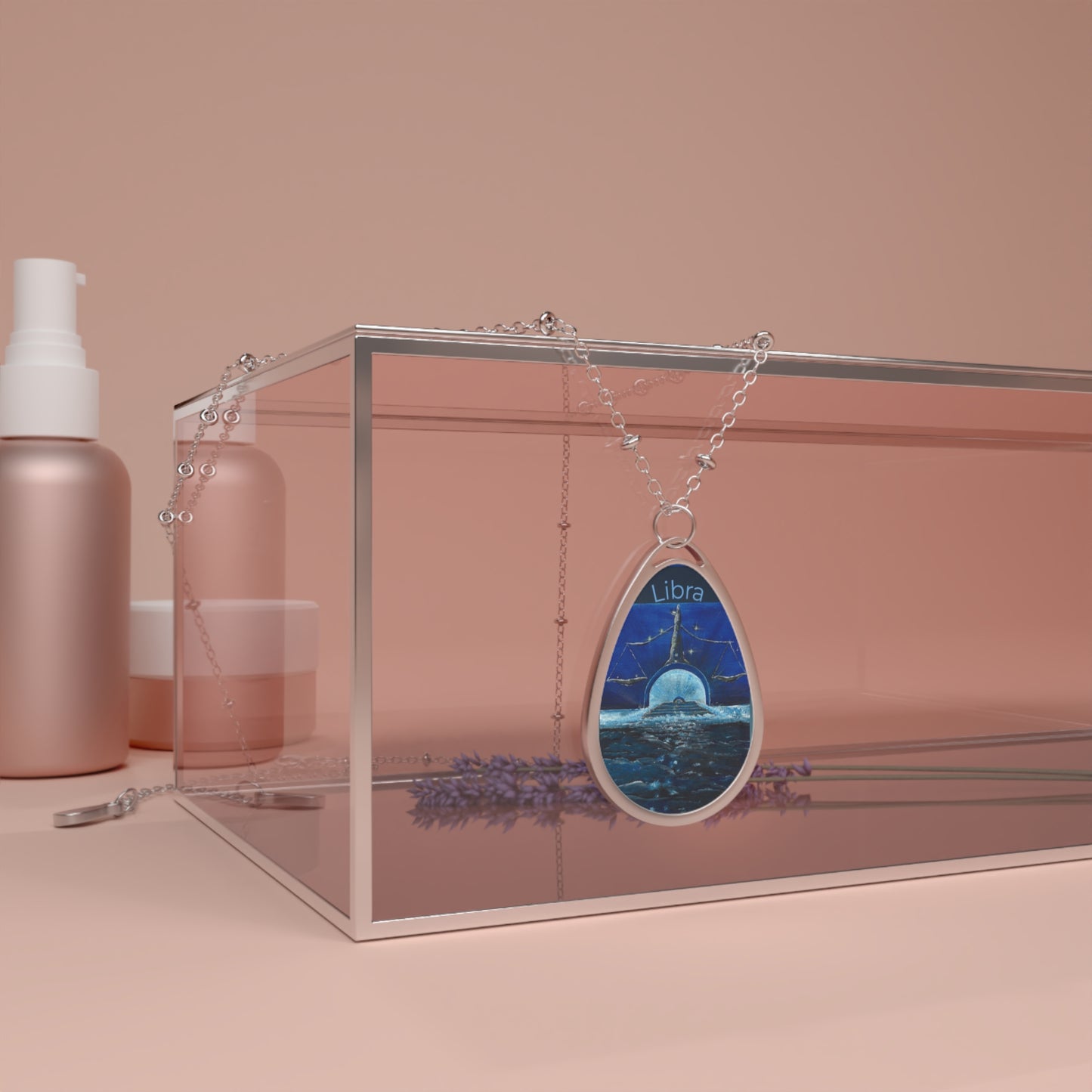 Libra Zodiac Oval Necklace, celestial jewelry gift, horoscope charm, astrology accessory, Astrological Pendant