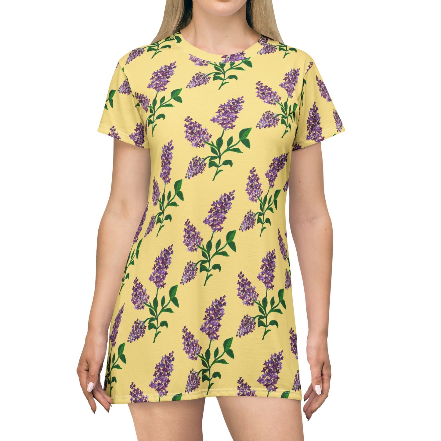 Lavender Sprigs T-Shirt Dress | All-Over Print