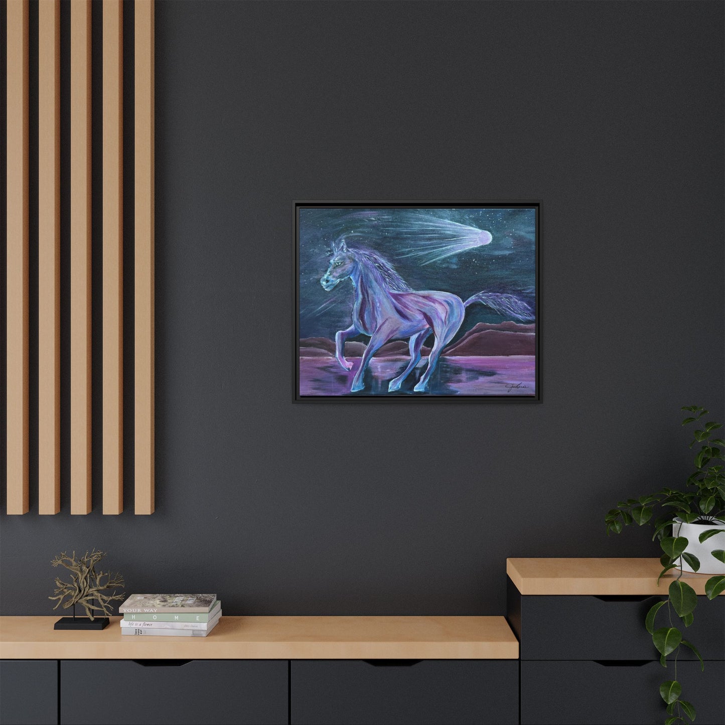Canvas Print, Purple Horse and Comet, I Want To See You Glow, Framed Wall Art, Ethereal Art, Acrylic Art, Matte Canvas Print, Multi-color,